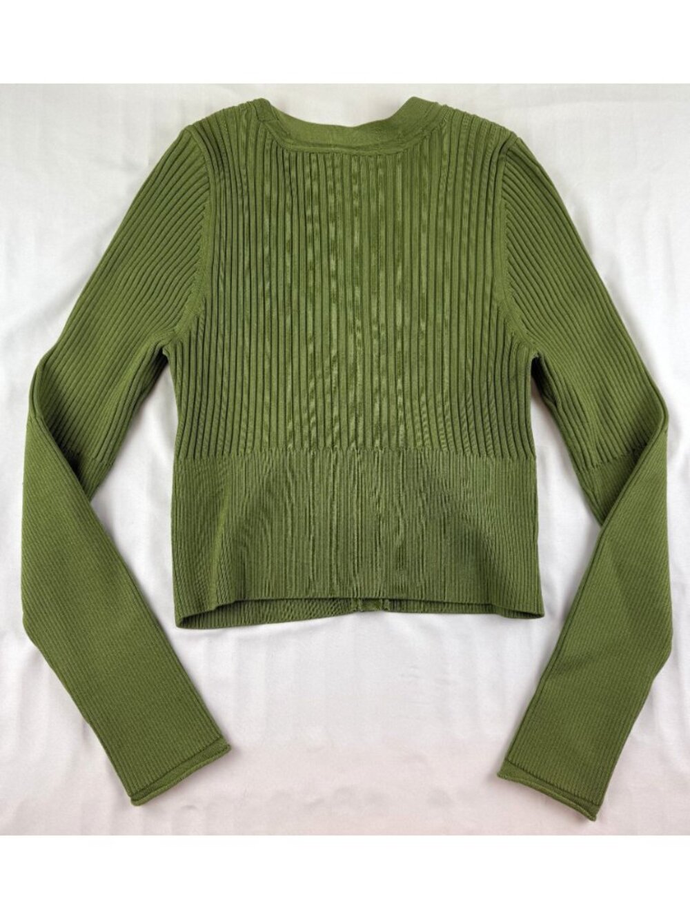 SIMKHAI Women’s Ailany Ribbed-knit Cardigan in Green Size Large - Picture 5 of 10